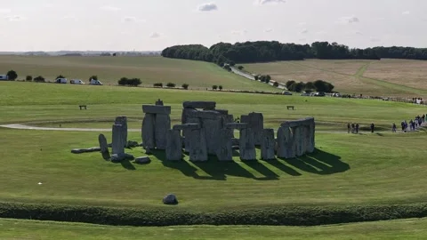 Stonehenge Drone View Flyover Close-Up, Stone Circle, Wiltshire 4K Stock Footage 247036538