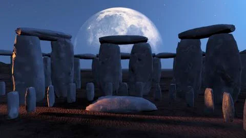 Stonehenge with moon Stock Illustration