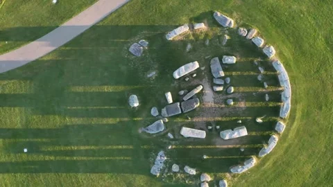 Stonehenge Overhead Gliding Drone View, Summer Solstice Shadows 4K  Stock Footage 331729121