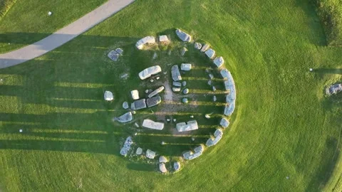 Stonehenge Overhead Rising Drone View, Summer Solstice Shadows 4K  스톡 동영상 331729061