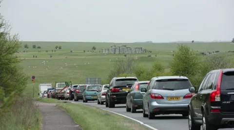 Stonehenge with slow traffic Video stock 49665948