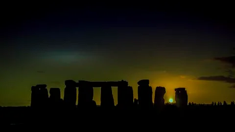 Stonehenge at sunset Stock Photos