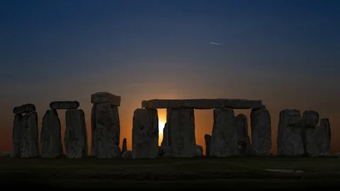 Stonehenge Time Lapse at Sunset, England, UK Stock Footage 110625642