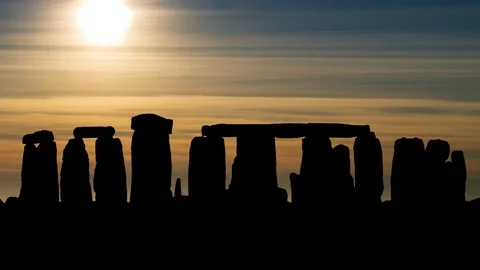 Stonehenge Time Lapse at Sunset, England, UK Stock Footage 111562425