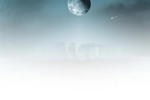 Stonehenge under full moon Stock Illustration