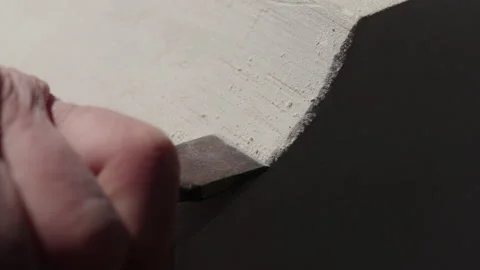 Stonemason Chisels Block Of Stone Stock Footage 239434761