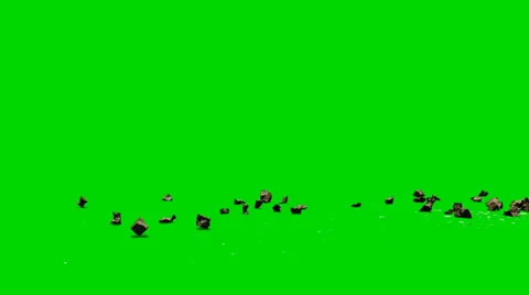 Stones and glass debris explode - isolated green screen footage Clip- 1 Stock-Footage 33643469