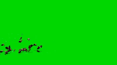 Stones and glass debris explode - isolated green screen footage Clip 2 Stock-Footage 33643479