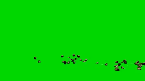 Stones and glass debris explode - isolated green screen footage Clip 4 Stock-Footage 33643483