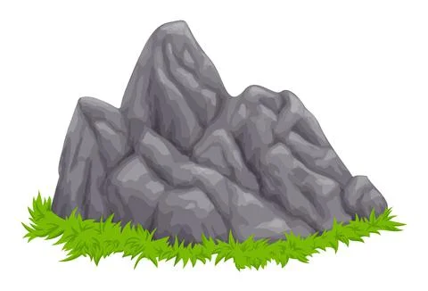 Stones and grass, vector, stone on green grass Stock Illustration