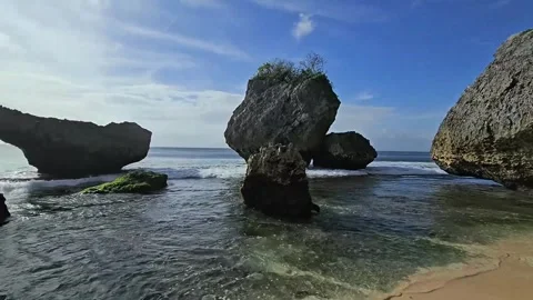 Stones and rocks on Thomas beach, Bali, Indonesia. Stock Footage 283519132
