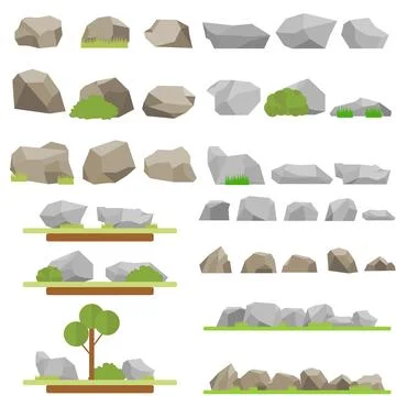 Stones and trees Stock Illustration