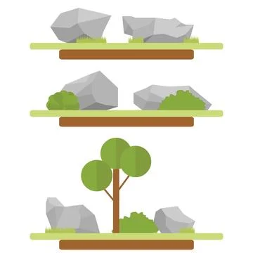 Stones and trees Stock Illustration