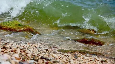 Stones and waves Stock Footage 12528647