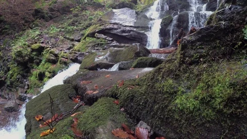 Stones With Cascading Waterfall Stock Footage 120192525