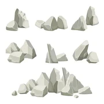 Stones collection. different rocks elements from mountains. vector flat nature Illustrazione stock