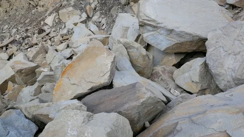 Stones, geological layers  near roadside in Transylvania Stock Footage 125909953