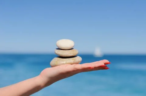 Stones in a hand Foto stock