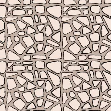 Stones handdrawn seamless beige pattern. Vector illustration. イラスト素材