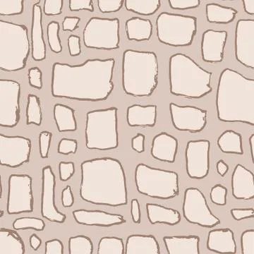 Stones handdrawn seamless beige pattern. Vector illustration. Illustrazione stock