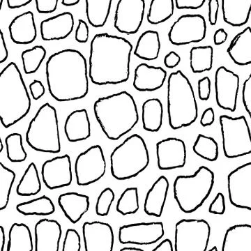 Stones handdrawn seamless black and white pattern. Vector illustration. Illustrazione stock