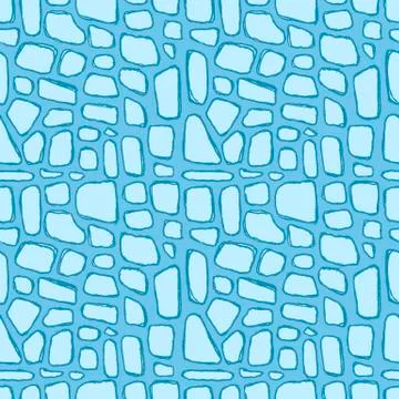 Stones handdrawn seamless blue pattern. Vector illustration. 库存插图