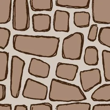 Stones handdrawn seamless brown pattern. Vector illustration. Illustrazione stock