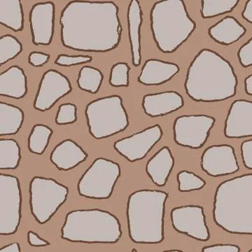 Stones handdrawn seamless brown pattern. Vector illustration. Illustrazione stock