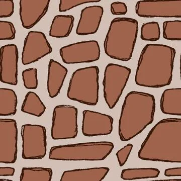 Stones handdrawn seamless brown pattern. Vector illustration. Illustrazione stock