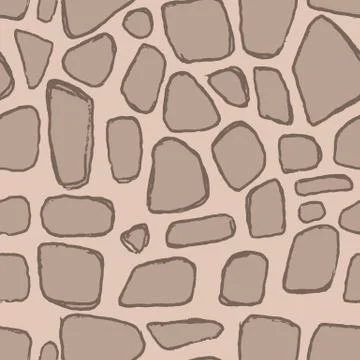 Stones handdrawn seamless brown pattern. Vector illustration. Illustrazione stock