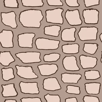 Stones handdrawn seamless brown pattern. Vector illustration. イラスト素材