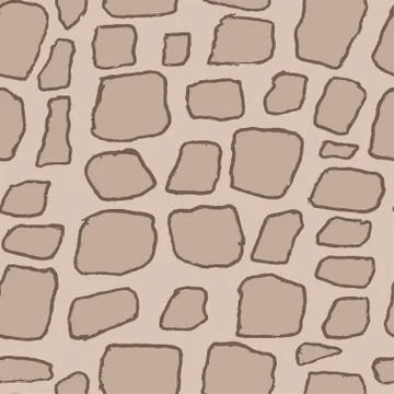 Stones handdrawn seamless brown pattern. Vector illustration. Stock Illustration