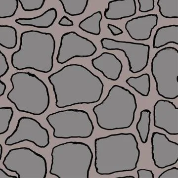 Stones handdrawn seamless gray pattern. Vector illustration. イラスト素材