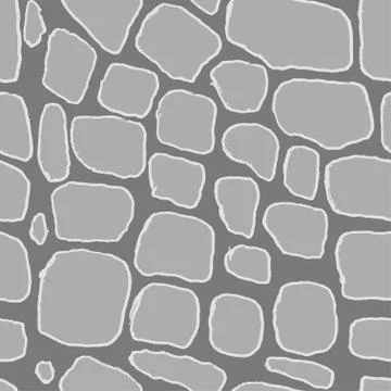 Stones handdrawn seamless gray pattern. Vector illustration. イラスト素材