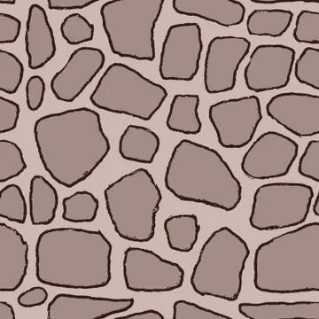 Stones handdrawn seamless gray pattern. Vector illustration. Stock Illustration
