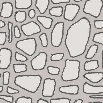 Stones handdrawn seamless gray pattern. Vector illustration. Illustrazione stock