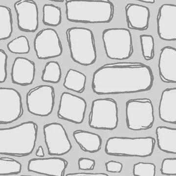 Stones handdrawn seamless gray pattern. Vector illustration. イラスト素材