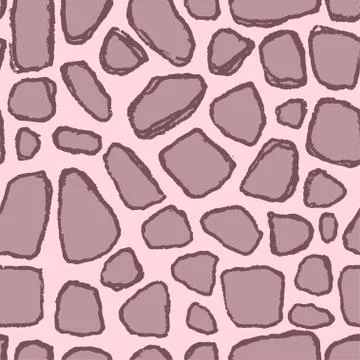Stones handdrawn seamless pink pattern. Vector illustration. Illustrazione stock