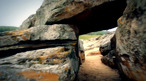 The stones passageway Stock Footage 34380805