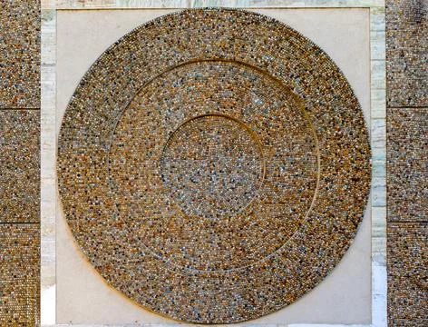 Stones pebble pattern material texture of natural stones inside circle shape Foto stock