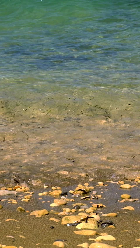Stones on the seashore. selective focus. sea. Stock Footage 335148285