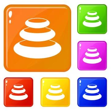 Stones for spa icons set vector color 스톡 일러스트