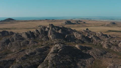 Stones in the steppe Stock Footage 247331538