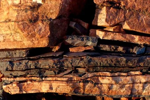 Stones at sunset. Nature pattern. Stock Photos