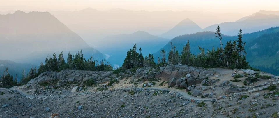 Stones, trees and mountains Stock Photos