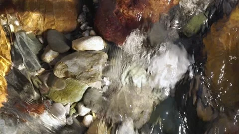Stones under the transparency of flowing water Stock Footage 256305024