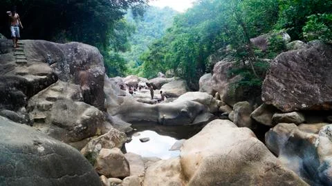 Stones at the waterfall Stock Photos