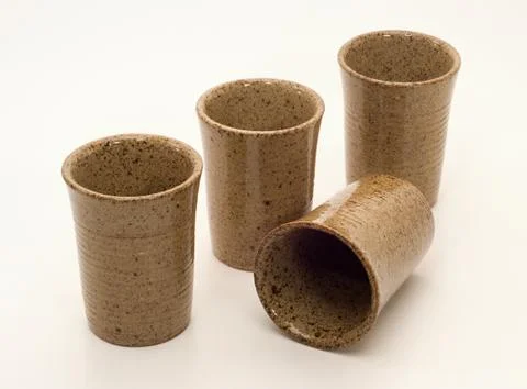 Stoneware cups set Stock Photos