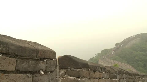 Stonework of China Great Wall, mountains Stock Footage 58609348