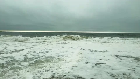 Stong waves showering the beach Video stock 138145532